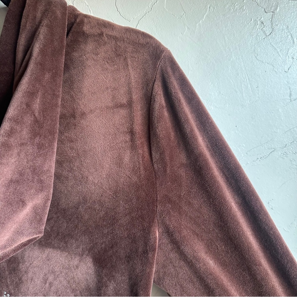 Juicy Couture Brown Velour Hoodie Rhinestone Y2K Cropped Full Zip‎ Sz S - Picture 11 of 11